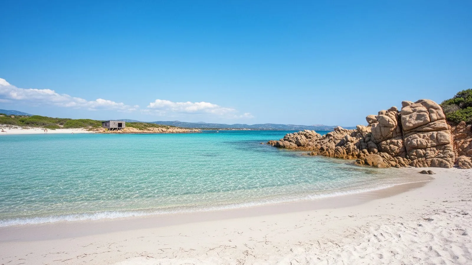 La spiaggia di Rena Majore con la sabbia chiara e il mare trasparente